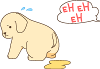 illustration of puppy being admonished for peeing