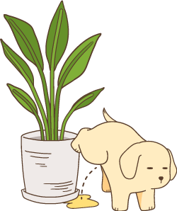 puppy peeing on plant illustration