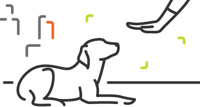 Illustration of dog being trained