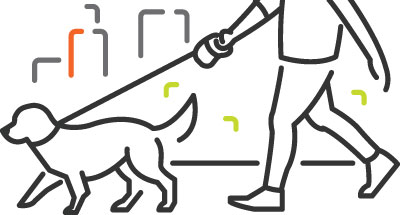 Illustration of dog being walked on the leash