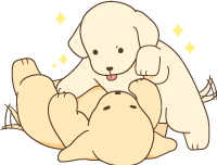 illustration of 2 puppies playing